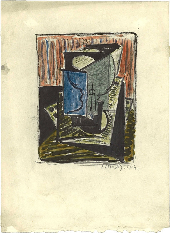 Otakar Nejedlý – Zátiší s pohárem a kartou 