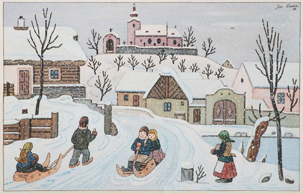 Josef Lada – Děti se sáňkami 