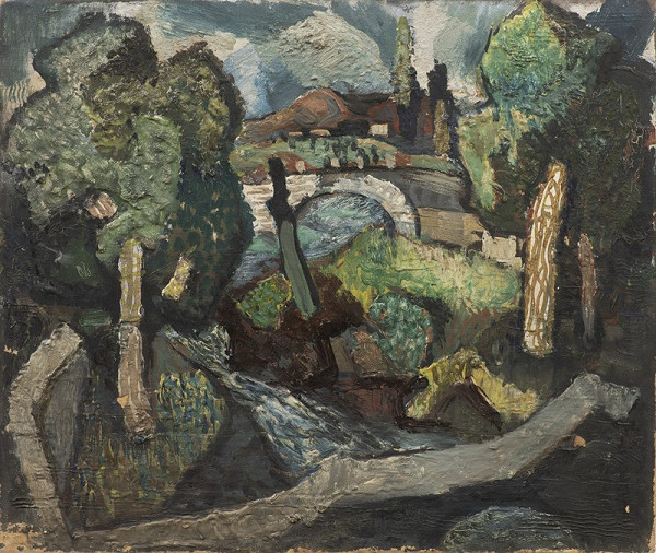 Neznámý český autor – Krajina s mostem 