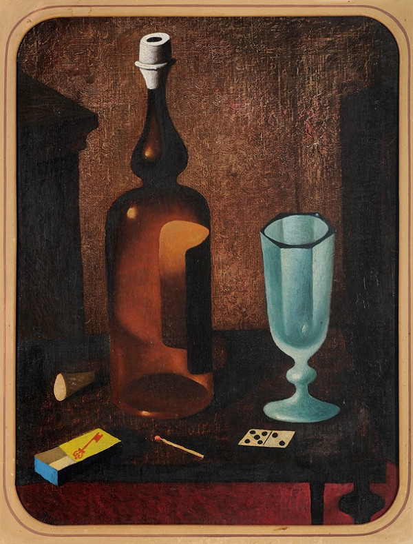 Zdeněk Tůma – Zátiší s lahví a sklenicí 