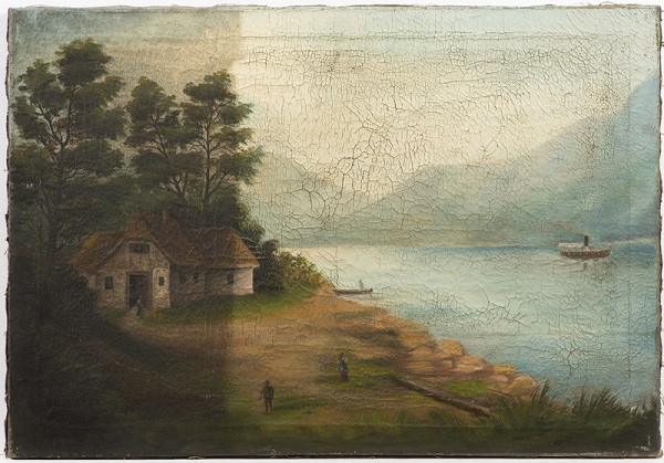 Neznámý malíř 19.století – Krajina s horským jezerem 