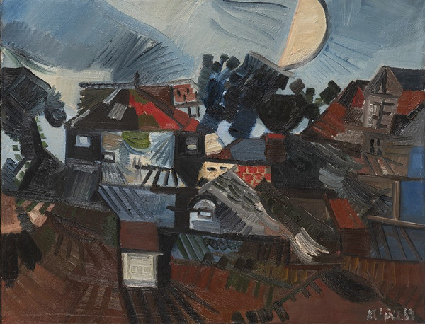 Jaroslav Klápště – Podzimní krajina s měsícem 