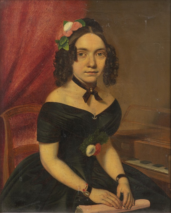 Neznámý český autor – Portrét dámy u klavíru 