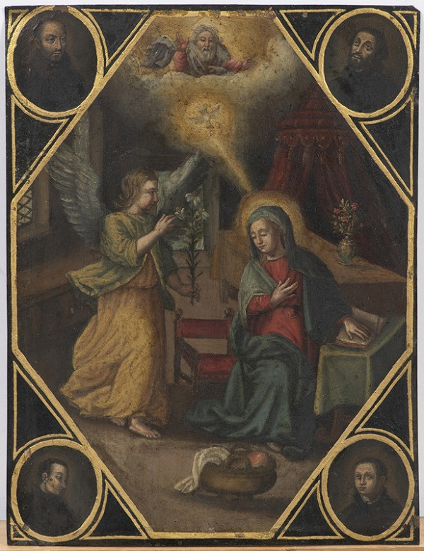 Neznámý český(?) autor – Zvěstování P. Marie s medailony čtyř světců 