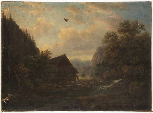 Neznámý malíř – Krajina s vodním mlýnem 