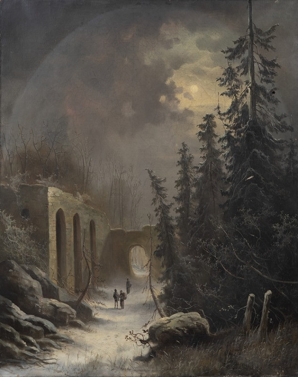 Neznámý český autor – Měsíční krajina se zříceninou 