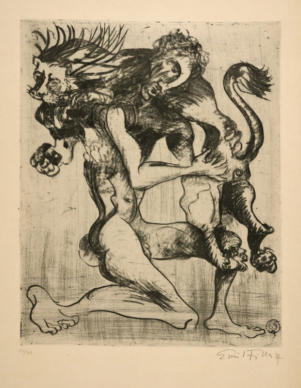 Emil Filla – Hérakles - Zápas se lvem (Zápas Hérakla s kythaironským lvem) 