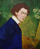 Bohumil Kubišta – Autoportrét se zeleným pozadím 