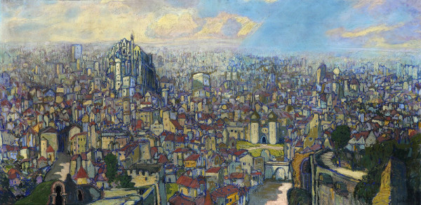 Josef Váchal – Stavba Babylonské věže (Fantastické město) 