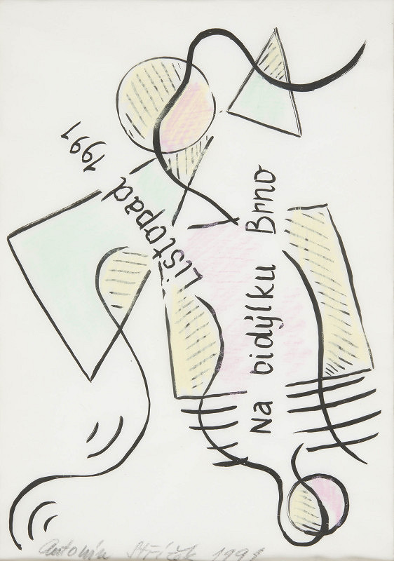 Antonín Střížek – Titulní strana katalogu 2 (z výstavy Na bidýlku, Brno 1991) 