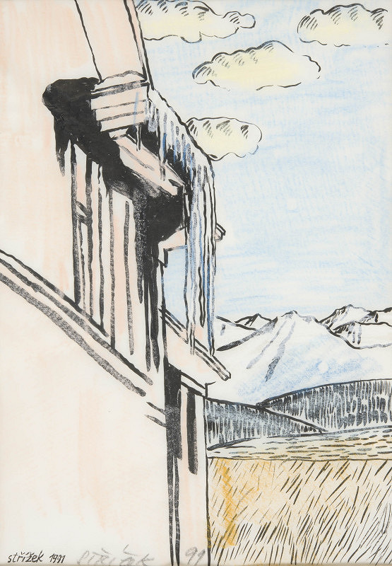 Antonín Střížek – Zima v horách (z výstavy Na bidýlku, Brno 1991) 