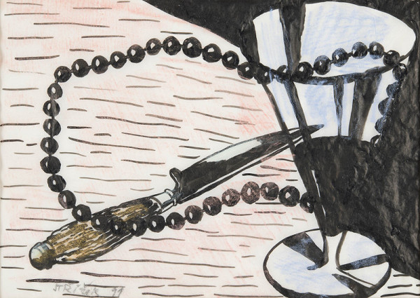 Antonín Střížek – Zátiší s nožem (z výstavy Na bidýlku, Brno 1991) 