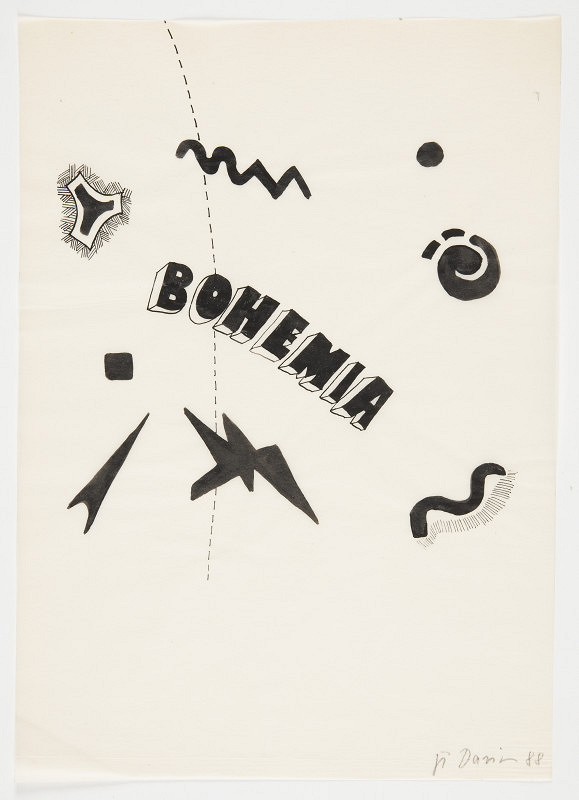 Jiří David – 3. list katalogu výstavy J. D.  Na bidýlku "Totální distance v období sociální vybledlosti" 1988 (Bohemia) 