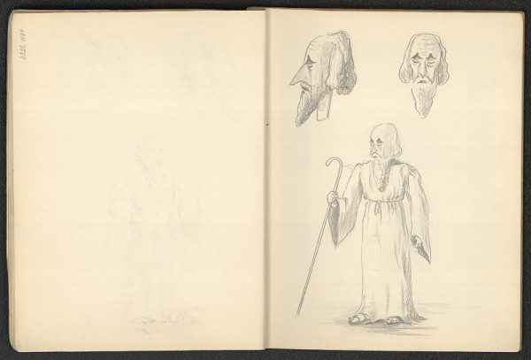 Jiří Rathouský – kresba ve skicáři  - mnich 