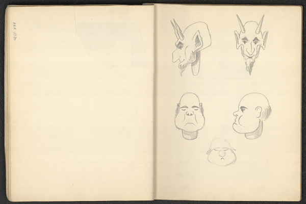 Jiří Rathouský – kresba ve skicáři  - čert a člověk 