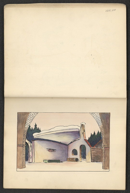 Jiří Rathouský – kresba ve skicáři  - dvůr 