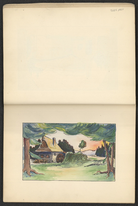 Jiří Rathouský – kresba ve skicáři  - mlýn 