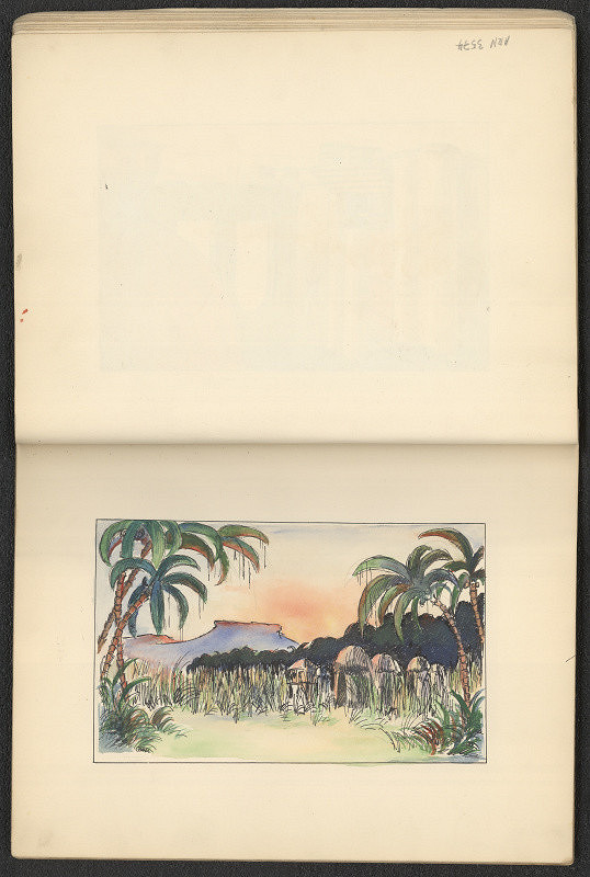 Jiří Rathouský – kresba ve skicáři  - tropická krajina 