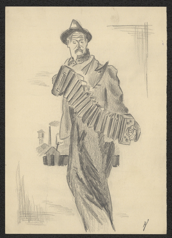 Jiří Rathouský – kresba - harmonikář 