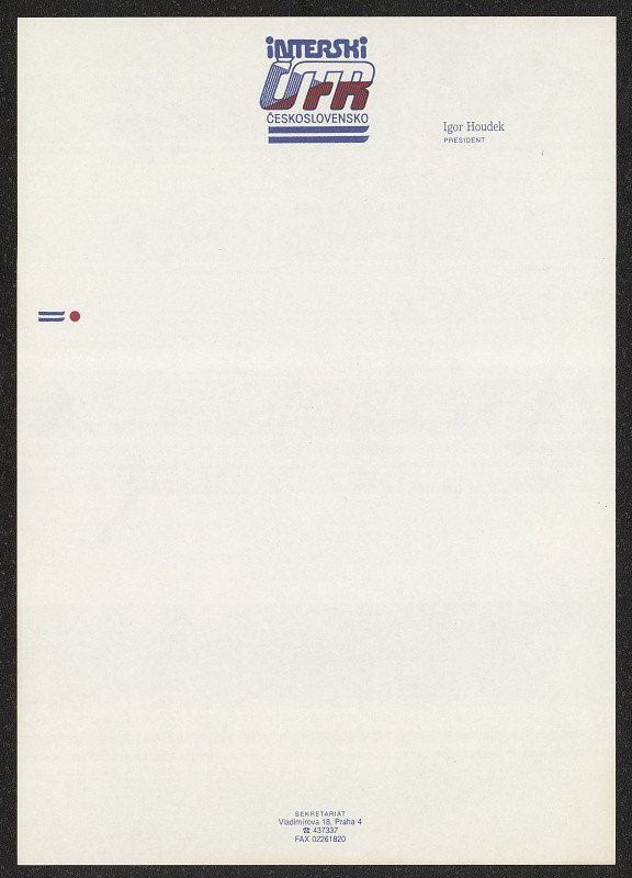 Jiří Rathouský – Inter Ski 75 ČSFR Československo, Igor Houdek president 