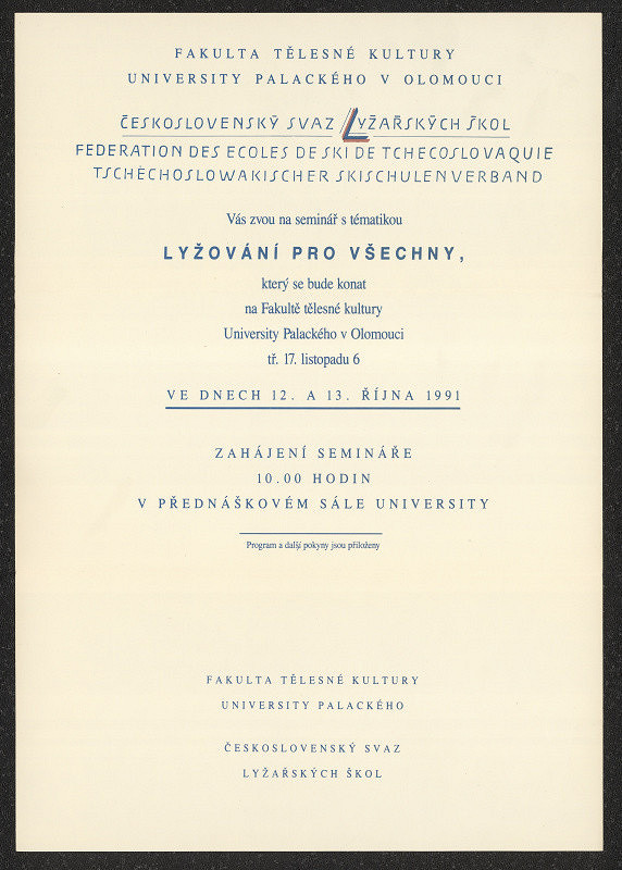 Jiří Rathouský – Fakulta TV UPOL ČS SLŠ: Lyžování pro všechny 
