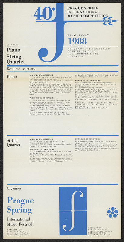 Jiří Rathouský – 40. Prague Spring Int. Music Competiton. Prague May 1988 