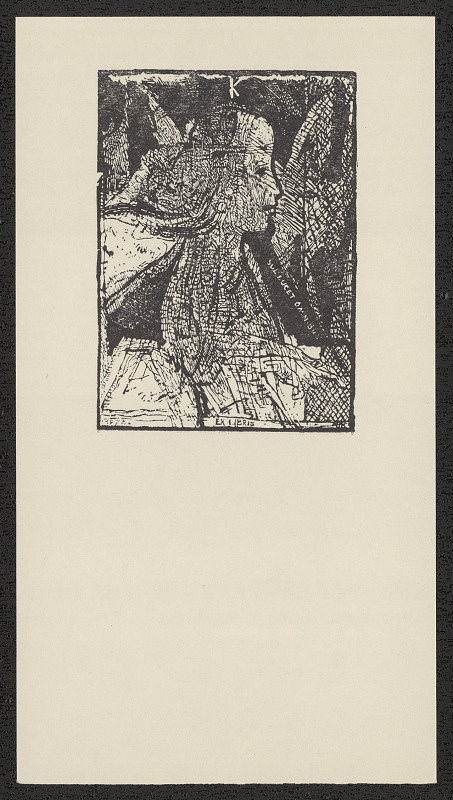 Dušan Kállay – Ex libris K. (Dievča s písmenom K). in Dušan Kállay exlibrisy. Tatran Bratislava, 1979 