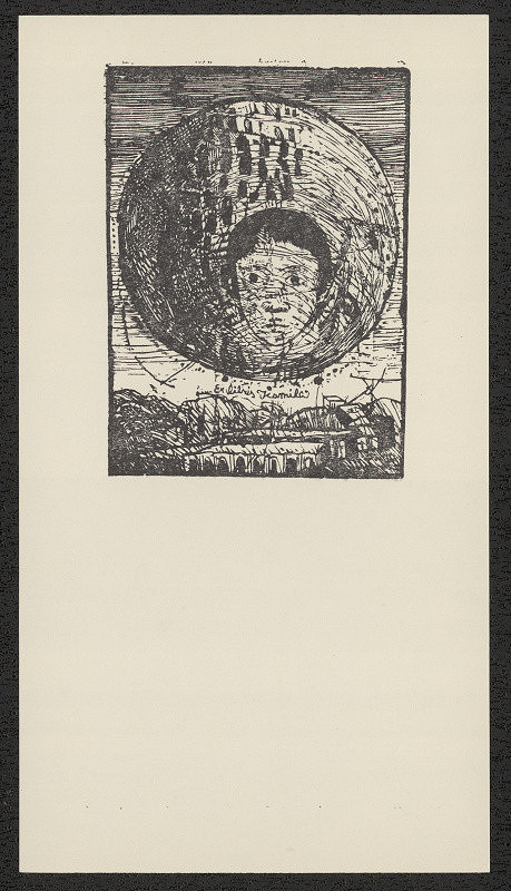 Dušan Kállay – Ex libris Kamila (Človek v slnku, alebo slnko v človeku). in Dušan Kállay exlibrisy. Tatran Bratislava, 1979 