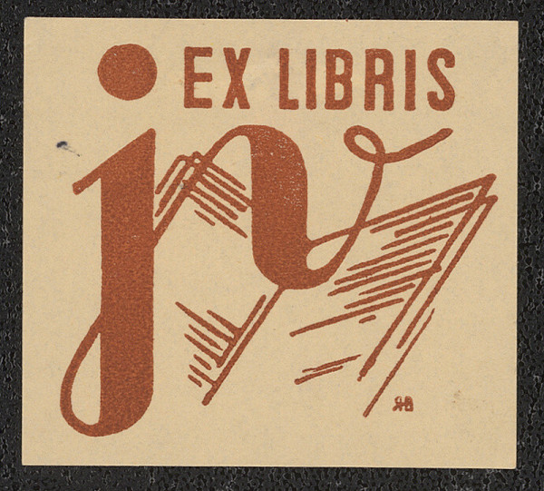 Hana Bruknerová Roušarová – Ex libris J V (Josef Verich) 