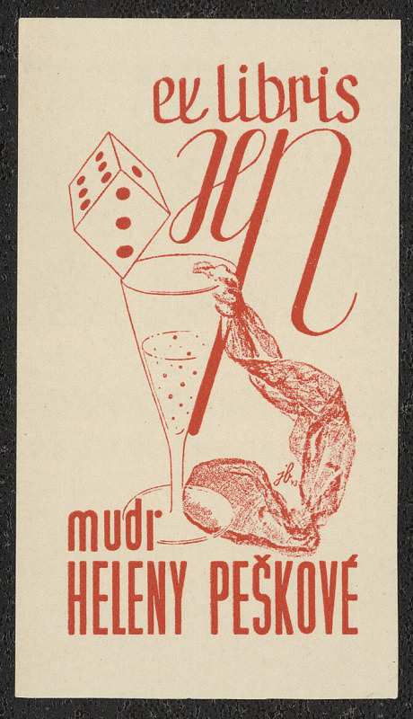 Jan Brukner – Ex libris MUDr. Heleny Peškové 