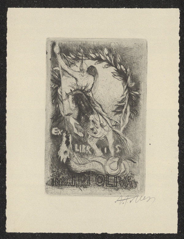 Adolf J. Alex (vl.jm. Adolf Jelínek) – Ex libris Ing.Jiří Oliva 