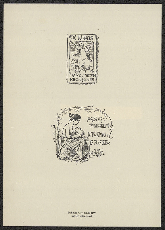 Mikoláš Aleš – Ex libris Mag.Pharm.Kronbauer 