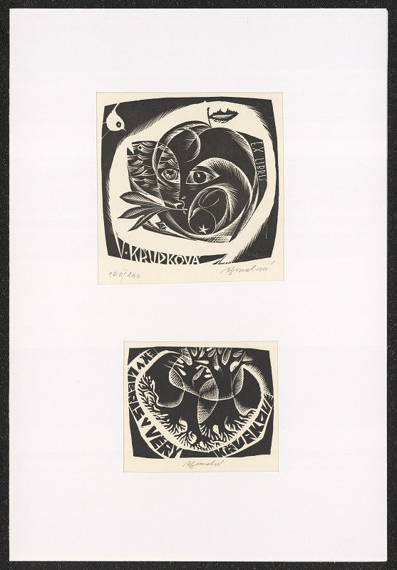 Anna Grmelová – V. Křupková; Ex libris Věry Křupkové 