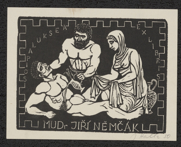 Jan Halla – Ex libris MUDr. Jiří Němčák, Aeskulapios 