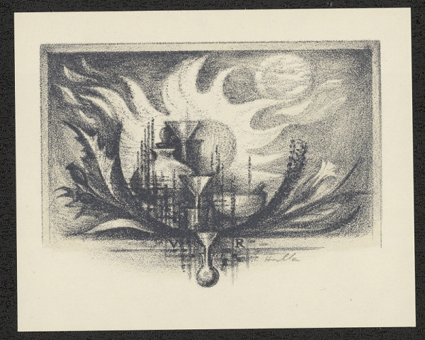 Jan Halla – Ex libris VR (dr. Václav Rusek) 