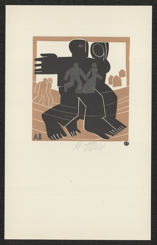 Miroslav Houra – AB (Anastázie Baklíková) in Vztahy. Soubor ex libris - linoryty. (1979) 