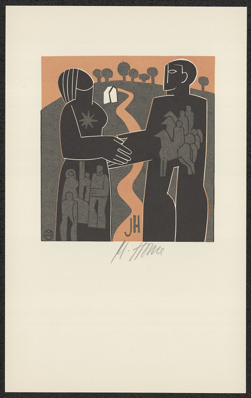 Miroslav Houra – JH (Dr. Josef Hamrla)  in Vztahy. Soubor ex libris - linoryty. (1979) 