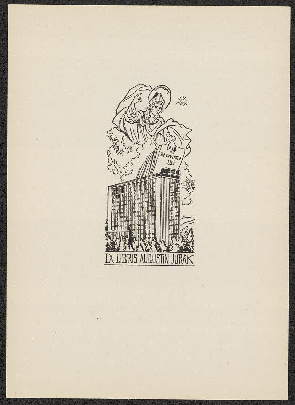 Arnošt (Ernst) Hrabal – Ex libris Augustin Jurák. in Soubor 22 ex libris Arnošta Hrabala z let 1926-1956, sestavil a vydal r.1956 Jan Cetkovský v Uh.Hradišti 