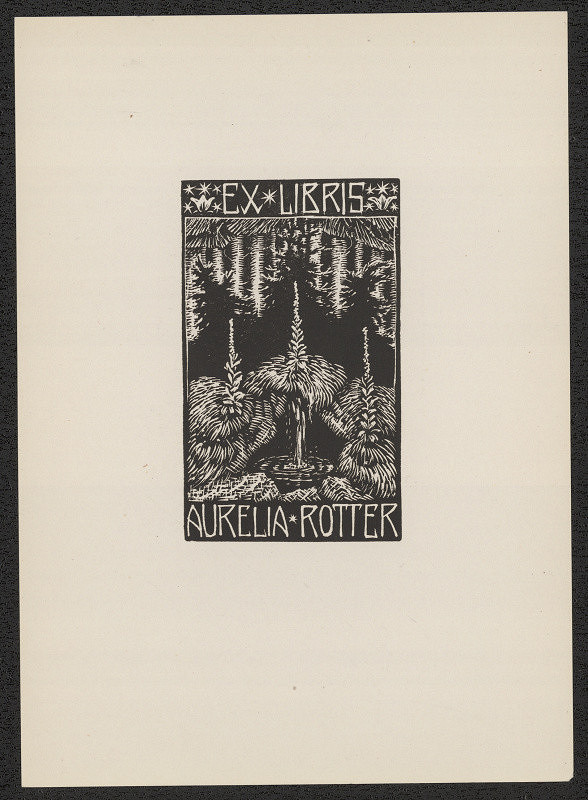 Arnošt (Ernst) Hrabal – Ex libris Aurelia Rotter. in Soubor 22 ex libris Arnošta Hrabala z let 1926-1956, sestavil a vydal r.1956 Jan Cetkovský v Uh.Hradišti 