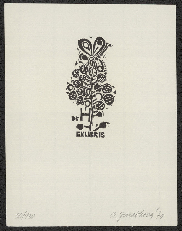 Arna (Arnoštka) Juračková – Exlibris dr. H (Horáková) 