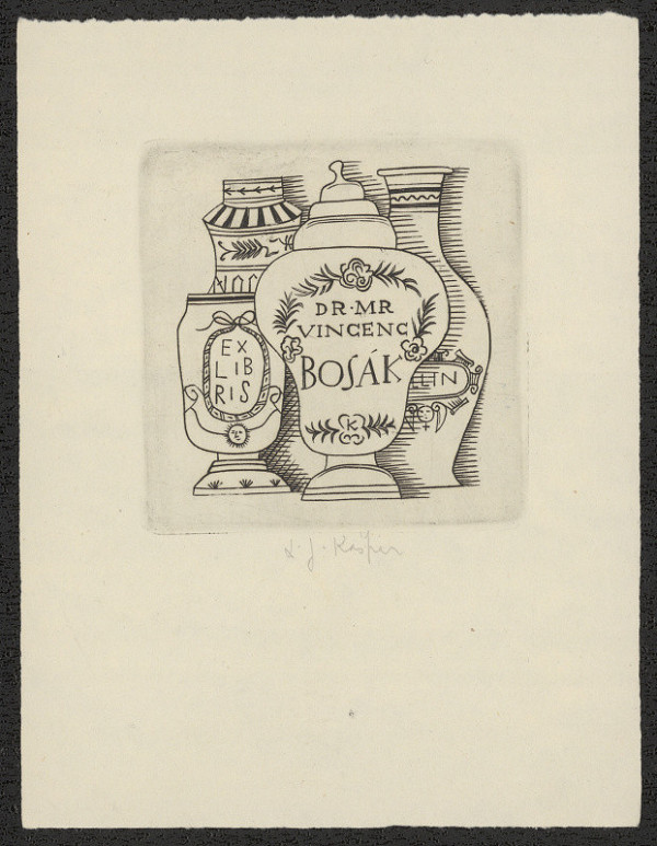 Ladislav Josef Kašpar – Exlibris Dr. Mr Vincenc Bosák 