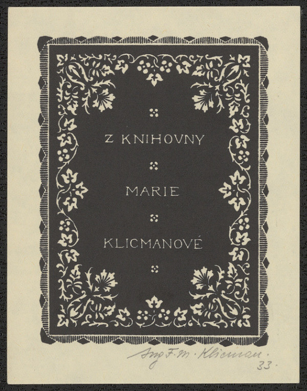 Miloš František Klicman – Z KNIHOVNY MARIE KLICMANOVÉ 