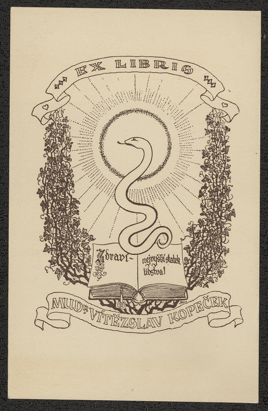 F. Kos(?) – Exlibris MUDr. Vítězslav Kopeček 