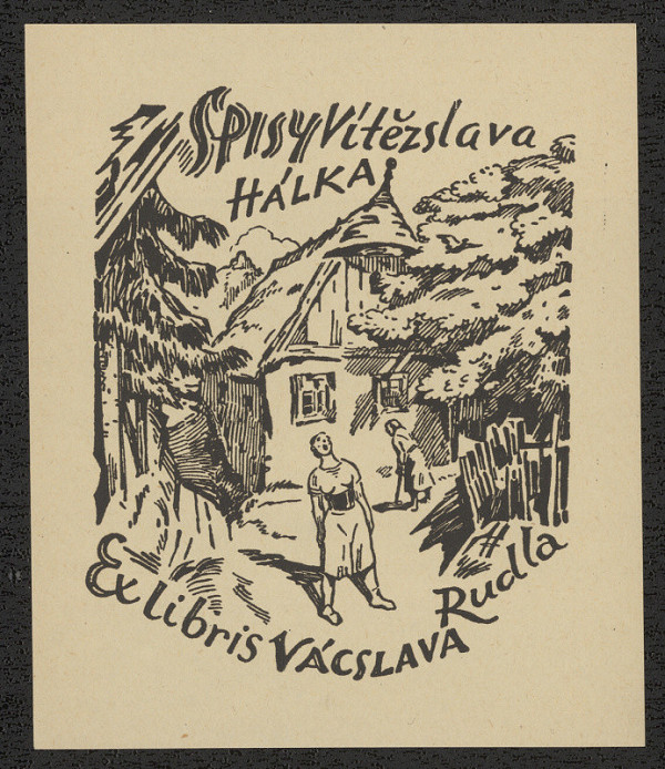 Jan Konůpek – Ex libris Vácslava Rudla Spisy Vítězslava Hálka 