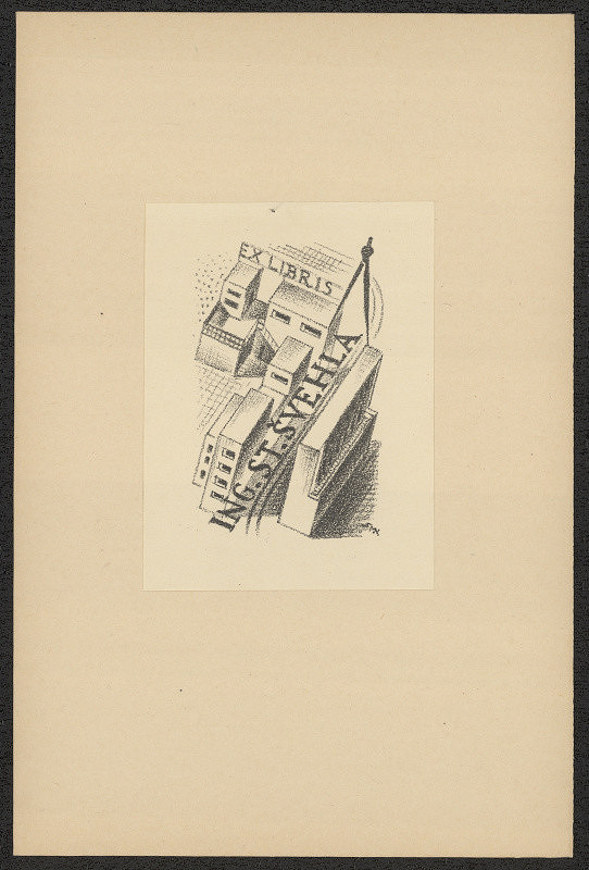 Rudolf (Ruda) Kubíček – Ex libris Ing. St. Švehla. in Ruda Kubíček, Čtvrtý soubor exlibris. Uherské Hradiště 1935 
