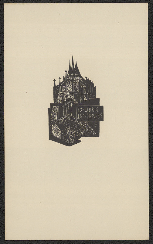 Richard Lander – Ex libris Jar. Červený. in Richard Lander: Ex libris. Deset dřevorytů. Praha 1930 