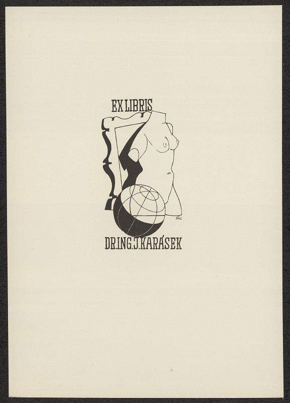 Richard Lander – Ex libris Dr. ing. J. Karásek. in Osmnáct knižních značek Richarda Landra. Hořice v Podkrkonoší 1947 