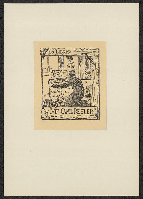 Josef Lhota – Ex libris JUDr. Camill Resler. in Jozef Lhota. Ex libris III. Praha 1938 