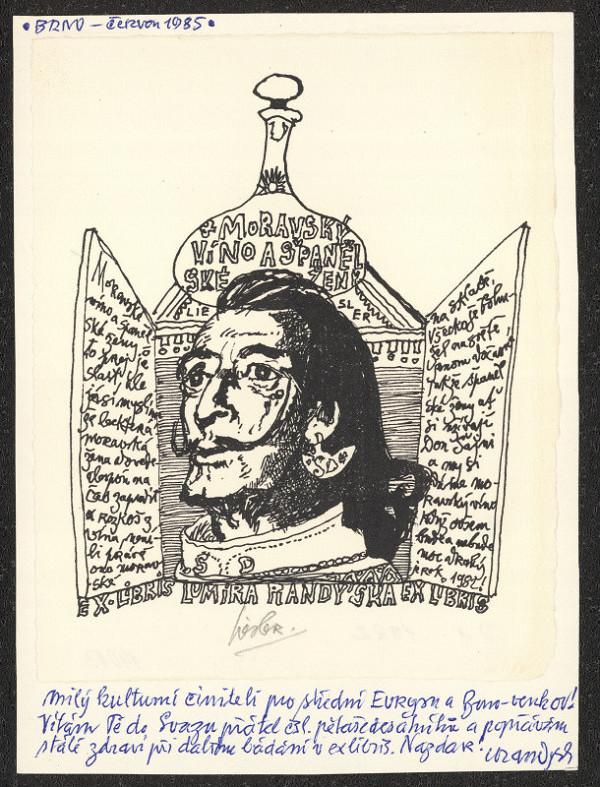 Josef Liesler – Ex libis Lumír Randýsek. Moravský víno a španělské ženy 