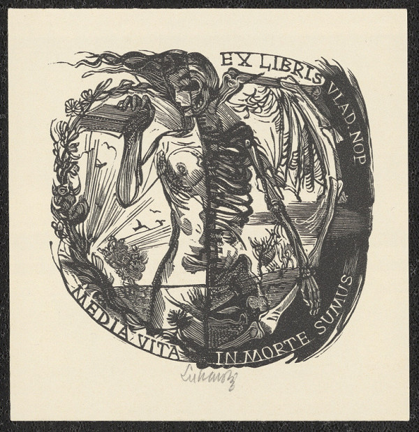 Jaroslav Lukavský – Ex libris V. Nop. Media Vita in morte sumus 